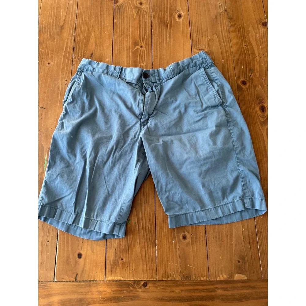 J Crew Stretch Chino Shorts Light Blue Waist 34 Inseam 10.5